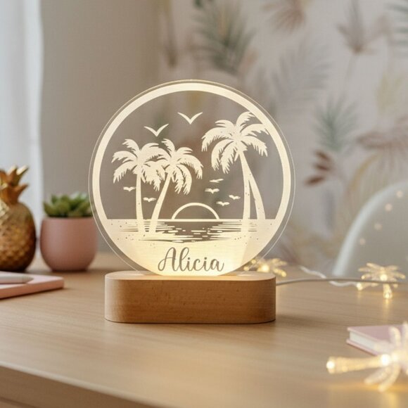 Palm Tree LED Lamp | Personalized Light-Up Name Sign for Greenery Lovers - Picture 8 of 8